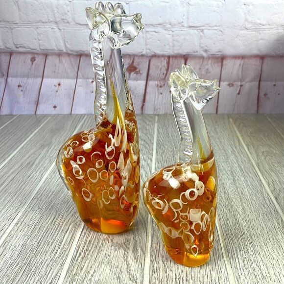 Vintage Murano Art Glass Figurine Giraffe Mother and Calf.  Set of 2. - Picture 1 of 11